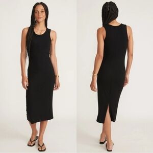 Marine Layer Lexi Daytime Dress Black Rib Micromodal Stretch Women's Size Small